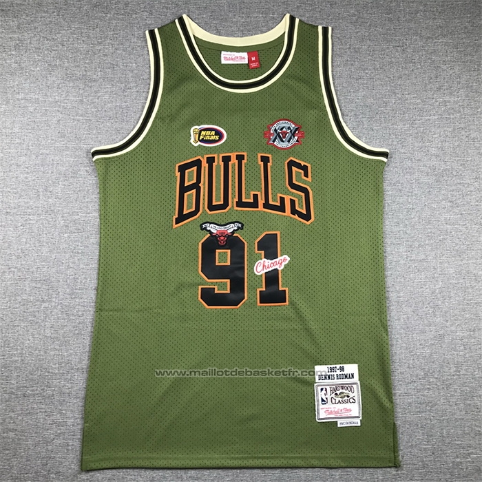 Maillot Chicago Bulls Dennis Rodman #91 Mitchell & Ness 1997-98 Vert